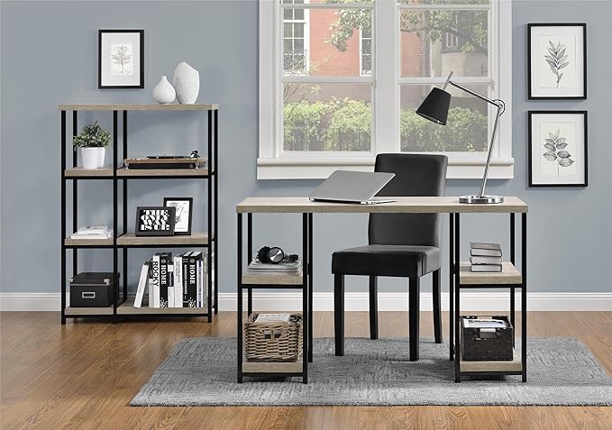 Ameriwood Home Elmwood Double Pedestal Computer Desk Distressed Gray Oak