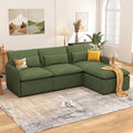 L Shaped Sectional Couch 94.5 Sectional Cloud Couch for Living RoomFluffy Modular Sofa with Textured Corduroy3 Seaters with OttomanPet-Friendly Comfy Modern Deep Seat Sofa SetGreen