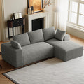 107 Sectional Couches for Living Room Comfy L Shaped Boneless Couches Modern Deep Seat Modular Sofa Cloud Corduroy Couch with Right Facing Chaise No Assembly Needed Light Grey