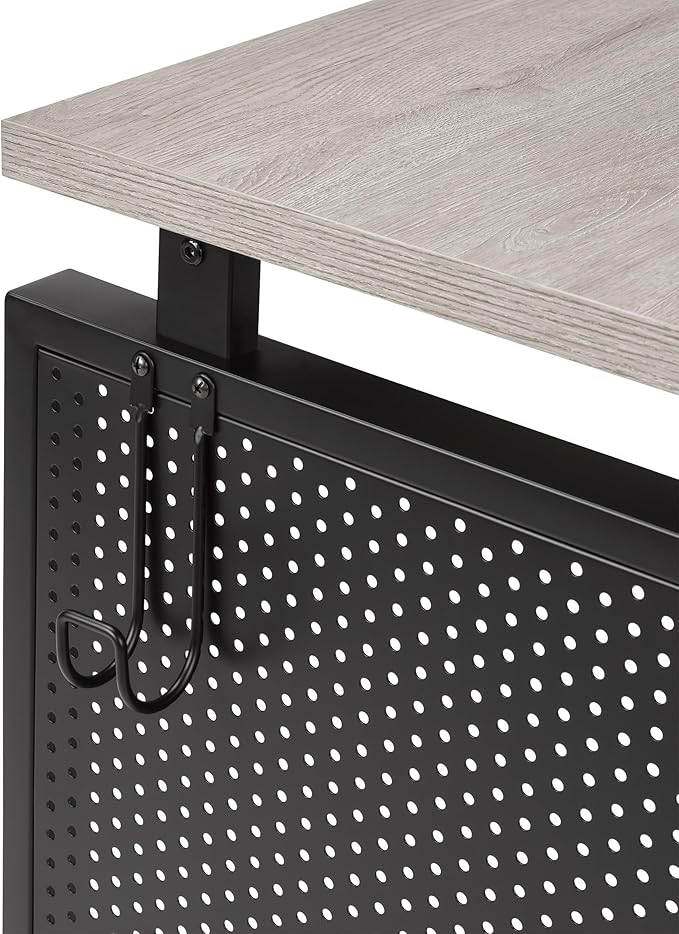 OSP Home Furnishings Ace Contemporary Modern Home Office Desk with Shelf Rectangular with Grey Taupe Finish