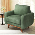 38.5 Green Corduroy Accent Chair Comfy Deep Seat Armchair with Spring Cushion Modern Reading Sofa for Living Room Bedroom