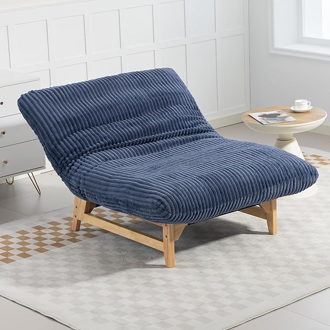 Living Room Chairs Comfy Accent Reading Chair Giant Bean Bag Cloud Chair with Frame for Adults Oversized Beanbag Lounge Sofa for Bedroom (Blue)