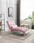 Leisure Velvet Concubine Sofa Accent Sofa Chaise Reclining Lounger Barrel Sofa with Acrylic Feet (Pink)