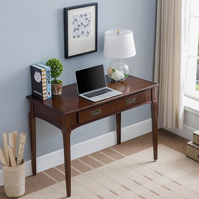 Leick Home Stratus Home Office Desk Solid Wood Drop-Front Keyboard Drawer Easy Assembly Writing Desk Heartwood Cherry 24.0 in. L x 42.0 in. W x 30.0 in. H 22400