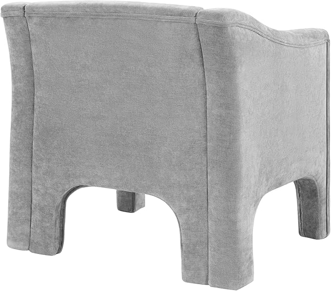Christopher Knight Home Nory Modern Accent Chair with Arms Comfy Chenille Upholstered Barrel Armchair Extra Seating Lounge with Wood Frame Single Sofa for Living Room/Bedroom Grey
