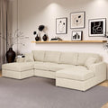 Dreamzie 120” Sectional Couches for Living RoomU Shaped Modular Sofa Couch with Double Oversized Chaise 4 Seat Corduroy Beige