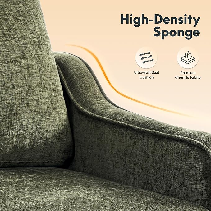 Softa Mid Century Modern Accent Chairs Set of 2 Chenille Upholstered Armchairs for Adults Comfy Reading Chairs with Padded Back &amp Removable Cover Living Room Chairs for Bedroom Small Spaces G