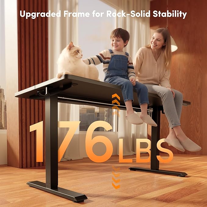 FEZIBO 40 x 24 Inchs Electric Standing Desk Height Adjustable Sit Stand Up Computer Office Desk with Splice Board Black Frame/Black Top