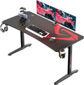 EUREKA ERGONOMIC Gaming Desk 60 inch Computer Desk with Full Mouse Pad Large Gaming Table for 3 MonitorsUSB Handle Rack Cup Holder Headphone Hook Carbon Fiber Black
