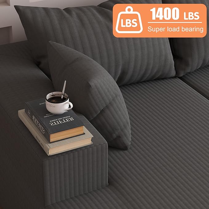 108Modern Sectional SofaModular Convertible L-Shape SofasUpholstered Couches with Deep SeatPet-Friendly Sponge Sofa for Living Room BedroomSofa bed for small space (Gray Left Facing Chaise)