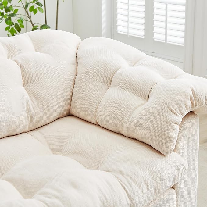99.2 Cloud Couch Sofa for Living Room 3-Seater Oversized Couches with Thickened Armrests Plush Chenille Fabric &amp Deep Seat Cushions Sofa Modern Comfy Couches for Bedroom Office (White)