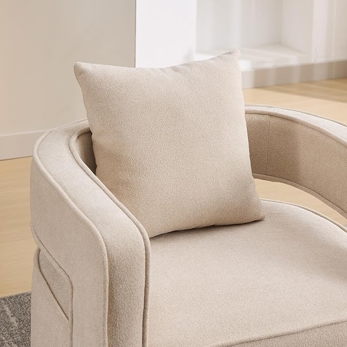 KEIKI Swivel Accent Chair Comfy Sofa with Open Back Club Chair Leisure Arm Chair for Lounge for Nursery Bedroom Living Room Hotel Office Beige