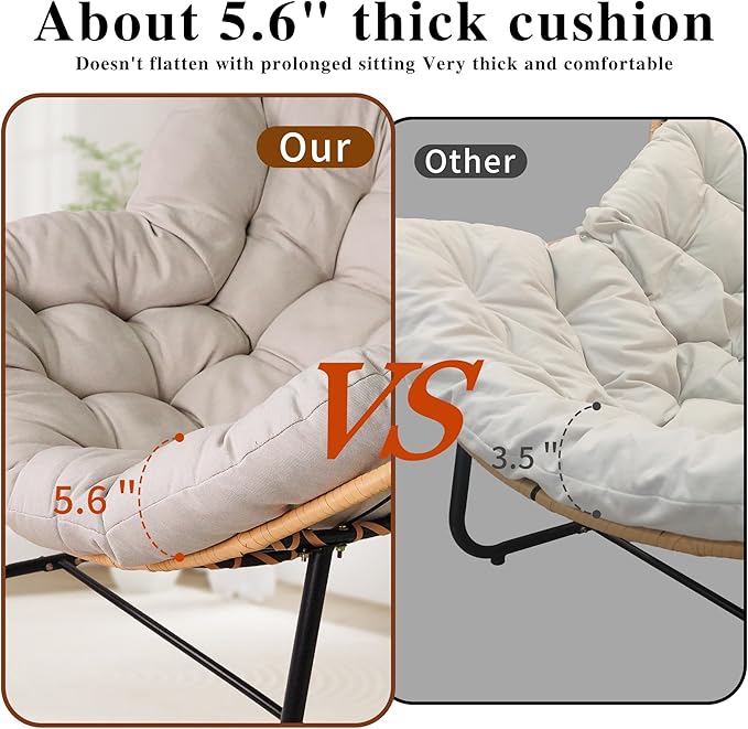 Oversized Large Rocker Chair for Adults Modern Portable Rocking Chairs for Living Room Indoor Outdoor Use Rocking Lounge ChairBeigeBlack