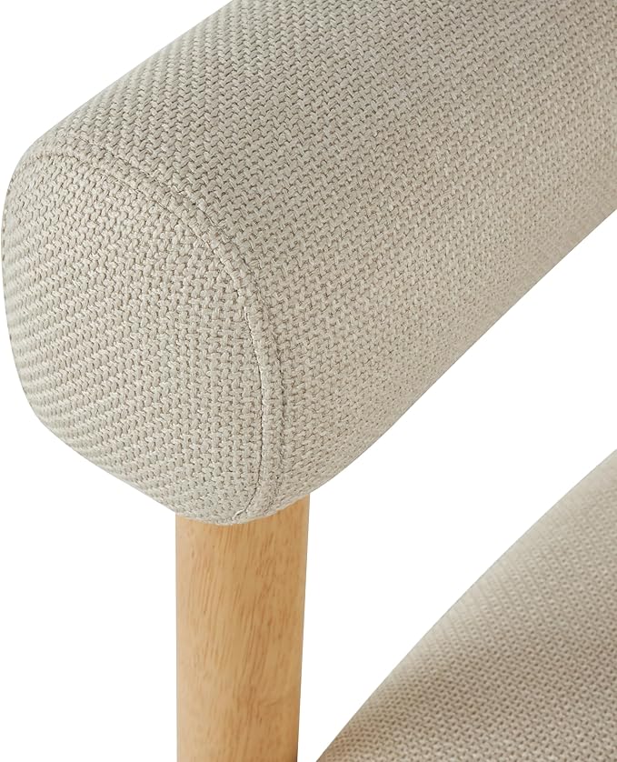 Deco 79 Polyester Living Room Accent Chair Curved Back Mid Century Modern Round Boucle Side Chair with Light Brown Wood Frame Corner Chair 32 x 24 x 28 Beige