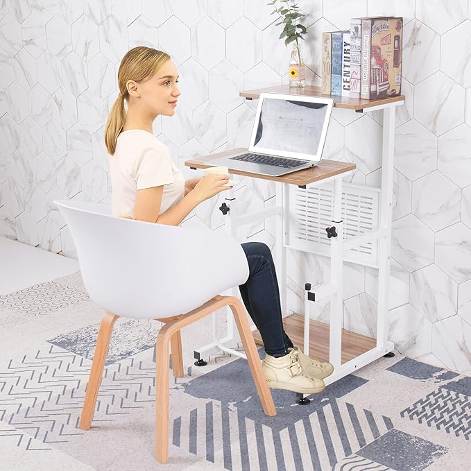 SDADI Adjustable-Height Standing Desk 2-Mode Modern Standing and Sitting Desk Light Grain