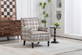 GDFStudio Upholstered Accent Armchair Modern Side Chair with Tapered Wood Legs Cotton Linen Fabric with Nailhead Trim for Living Room Bedroom Reading Room Set of 1 Coffee
