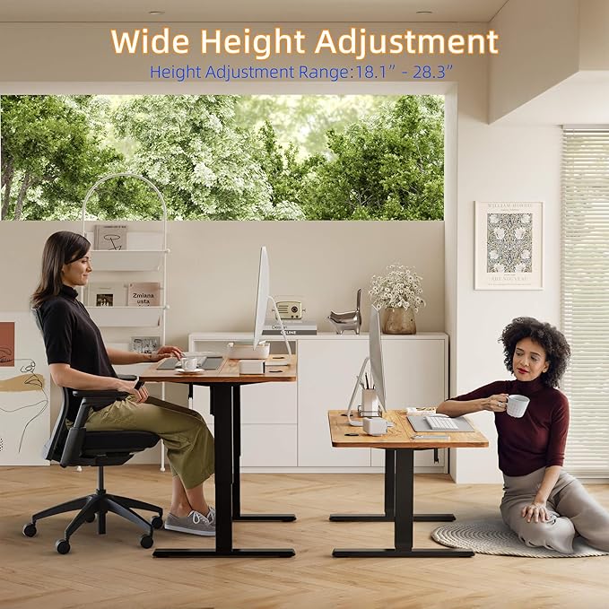 YIHAYO Low Height Adjustable Desk Lifts 18.1-28.3 Inches Electric Standing Desk for Short People 40 x 24 Inches Computer Table with Splice Board for Home Office Rustic Brown