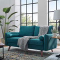 Modway Revive Contemporary Modern Fabric Upholstered Loveseat In Teal