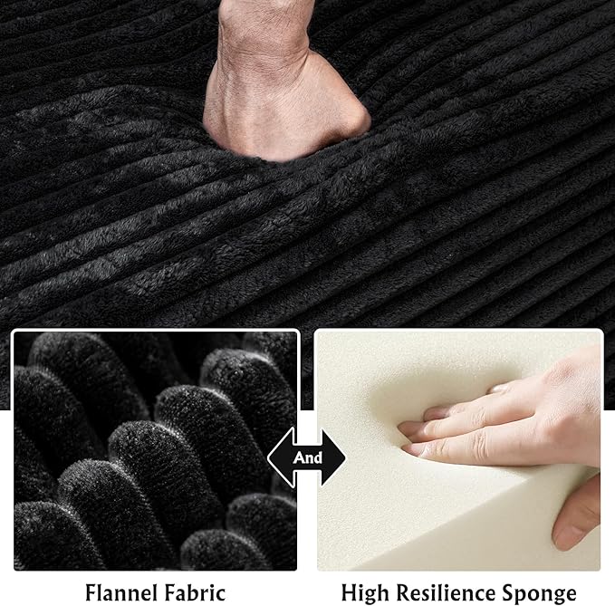 3-Piece Boneless Modular Sectional Sofa Cloud Couch with Right Facing Chaise Oversized Deep Seat Soft Corduroy Fabric Sectional Couch for Living Room-Black