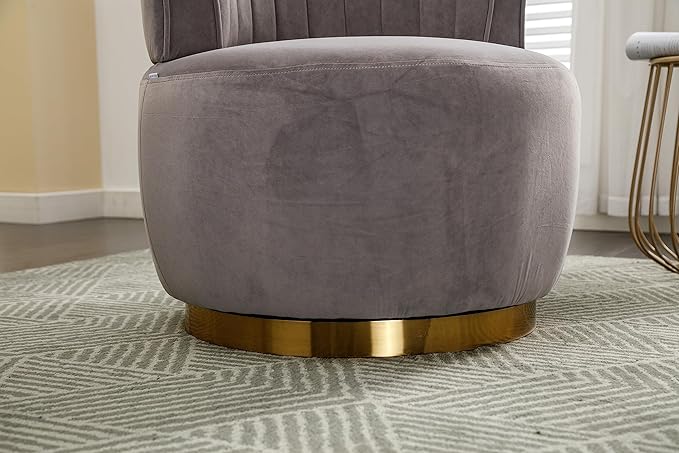 NewCosmos 360 Degree Swivel Cuddle Barrel Accent Sofa Chairs Round Armchairs with Wide Upholstered Fluffy Velvet Fabric Chair for Living Room Bedroom Office Waiting Rooms