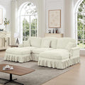 107'' Elegant U Shaped Chenille Mid Century Sectional Sofa Comfy Oversized 5 Seater Cloud Couch with Flared Arms and 2 Ottomans for Living Room
