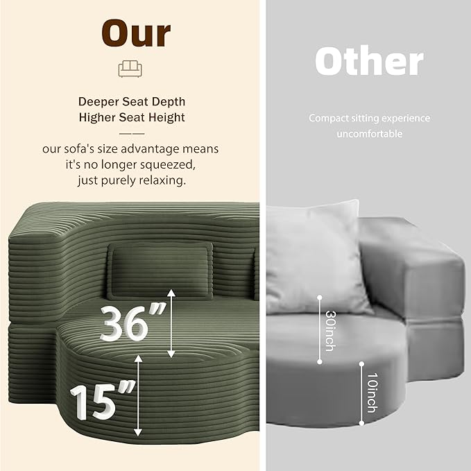 78 Folding Floor Sofa Bed Queen Full Size Folding Mattress Boneless Couch for Living Room 15 Seat Height Convertible Teddy Fabric Foam-Filled Loveseat Sleeper Sofa Bed