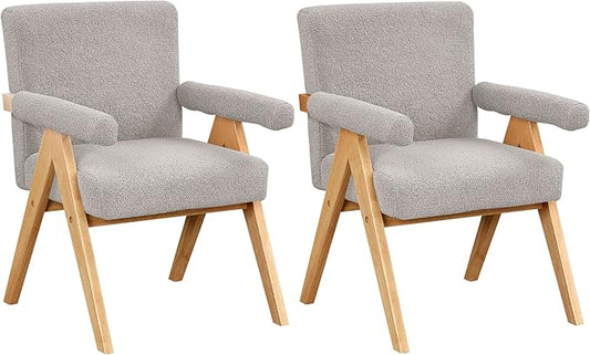 Modern Arm Chair Set of 2Chair Set with Solid Wood Frame Altay Velvet Upholstered Accent Chairs with arm Pads for Living Room Bedroom Apartment Gray