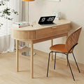 Writing Desk with Drawer 39 Small Computer Desk with Fluted Design Oval Wood Study Table for Small Space Modern Home Office Desk Makeup Vanity Table for Bedroom Oak