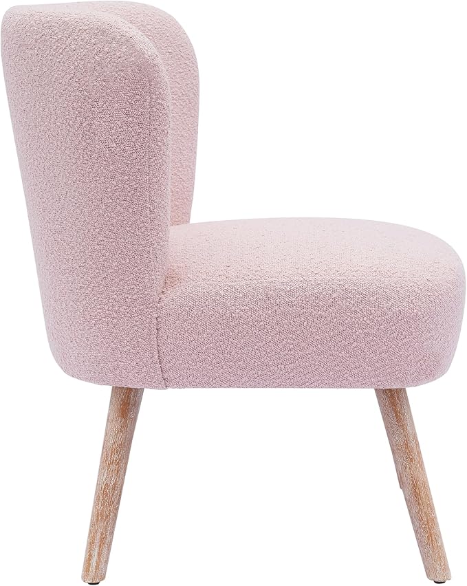 Costaelm Bedroom Accent Chair Upholstered Fabric Chairs Makeup Vanity Chair Teddy Fuzzy Chair and Sherpa Accent Chair for Living Room Reading Room Dining Room Office Dusty Peach