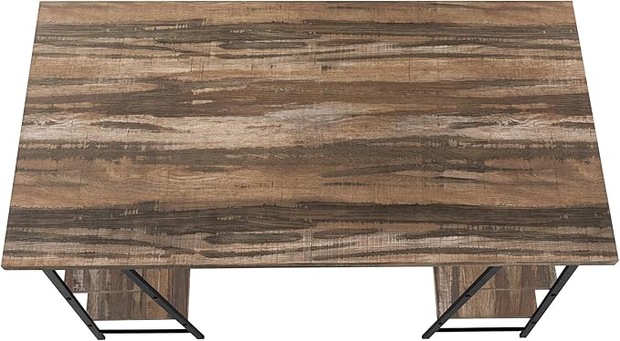 Computer Desk Home Office Laptop Storage Shelves 48 l Work Brown Laminate Black Metal Contemporary Modern