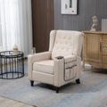 Pushing Recliner Chair Modern Button Tufted Wingback Push Back Recliner Chair Living Room Chair Fabric Pushback Manual Single Reclining Sofa Home Theater Seating for BedroomKhaki Yelkow