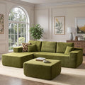 106 Cloud Sectional Couch with Comfy Chaise and OttomanCloud Velvet Boneless Couches for Living RoomL Shape Sofa in A Box No Assembly RequireGreen