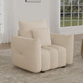 OUYESSIR 38 Modern Accent Single Sofa Chair Comfy Deep Seat Teddy Living Room Chair Leisure Boucle Reading Sofa Arm Chair for Bedroom Office Apartment Light Brown