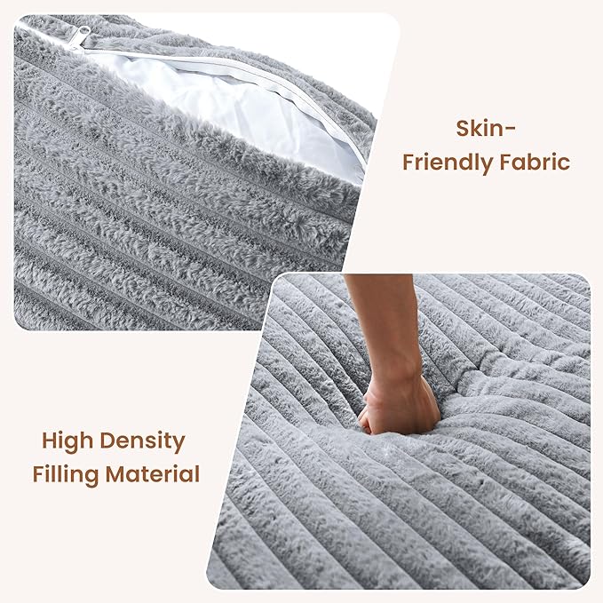 Luxury Oversized D-Shape Couch Corduroy Recliner Sofa Chair No Assembly Required 67 Zero Gravity Lounge Chair Deep Seat for Living Room Bedroom Includes 3 Pillows Gray