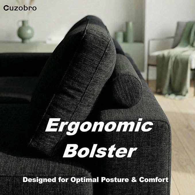 151'' 6 Seater Memory Foam Couch with Ottoman Modular Sectional Sofa for Living Room Boneless Couch Sectional with Memory Foam No Assembly Big Couch Set Black | Ergonomic Bolster