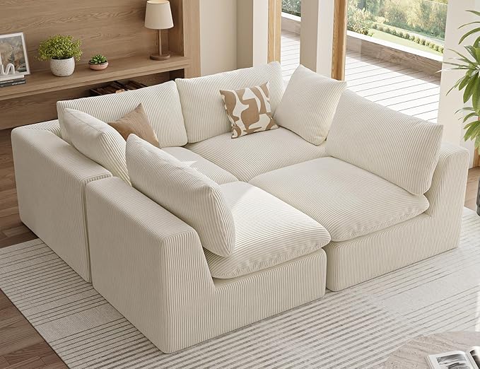106“ Cloud Sectional Couches Sofa for Living Room Modern 4 Seats Couch Convertible L Shape Sofa No Assembly Needed