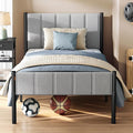VASAGLE Twin Bed Frame with Upholstered Headboard Metal Bed Frame Twin Size with Footboard 550 lb Weight Capacity Steel Slats Easy Assembly No Box Spring Needed Dove Gray URMB983G01V1