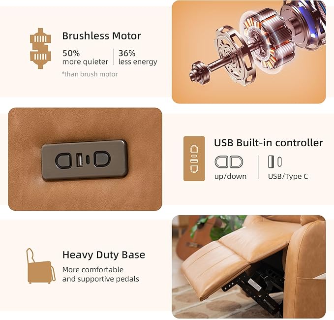 Massage Chair Recliner with HeatManual Recliner Chair for AdultsLazy Boy Recliner Chair with Cup Holder2 PocketsAdjustable BackrestFootrestOversizedHeavy Duty (Brown 4)