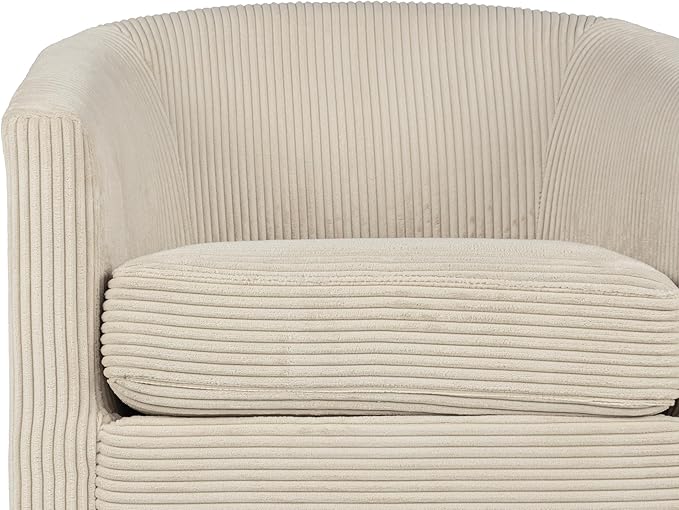 Corduroy Swivel Chair with U-Shaped Back 360° Rotating Accent Chair Fully Assembled Modern Barrel Chair for Living Room Bedroom Reading Nookc (Beige)