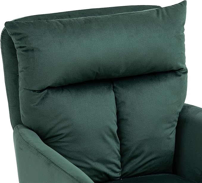 NORDICANA 180° Swivel Velvet Living Room Chair Modern Armchair with Golden Legs Ergonomic Upholstered Dining Accent Chair Single Sofa for Bedroom Reading Home Office Christmas Green
