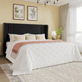 SHA CERLIN Full Size Velvet Upholstered Platform Bed Frame with Vertical Channel Tufted Wingback Headboard Wooden Slats Support Easy Assembly Under Bed Storage No Box Spring Required Black