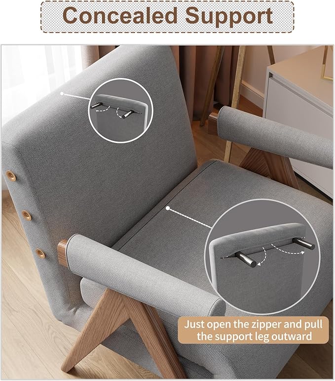 3 in 1 Convertible Sleeper Chair GreyFlip Out Sofa Chair Pull Out Couch to Bed for Adults Indoor Space Saving Lounger Furniture for Living Room Bedroom Compact Guest Bed W25x31.8Dx31.8H“