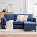 MAGIC UNION Convertible Sectional Couches for Living Room - Small Space Couches L-Shaped Sofa Upholstered 3 Seats Sofas W/Storage Chaise USB Ports Side Pockets and Pillows (Corduroy Fabric Blue)
