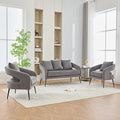 3-Piece Modern Minimalist Style Sofa Set with Metal LegsOpen Back Sofa Conversation SetLoveseat Couch &amp 2 Accent Chair for Living RoomBedroomOfficeReceptionCharcoal