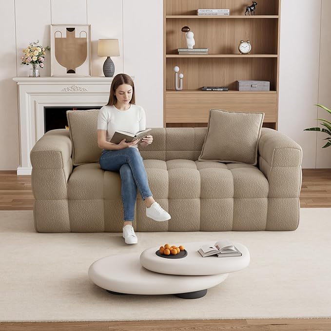 68.7 Loveseat Boneless CouchComfy Cloud Sectional Sofa with Deep SeatModern Upholstered Chenille Love Seat Sofa Small Couches for Living Room No Assembly Required Tufted Sofas Light Brown