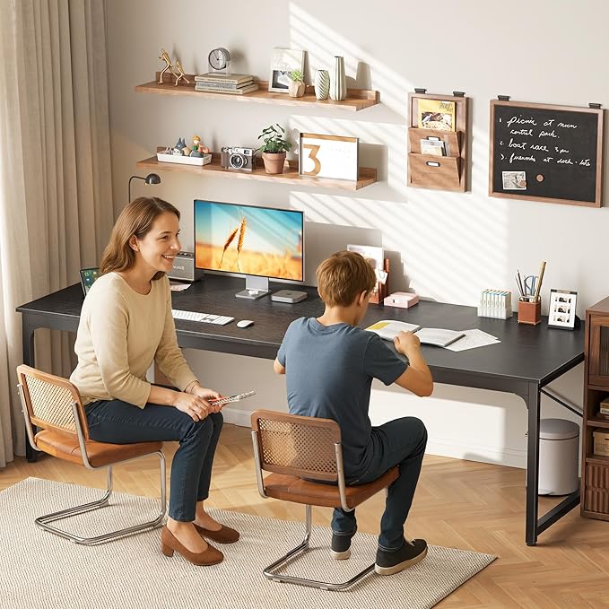 PRAISUN 78.7 X 29.5 Inch Computer Desk with Deeper Desktop Long Gaming Office Writing Work Desk for Home Office Study Bedroom Work from Home Metal Frame Black