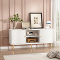 ARTPOWER 55” Fluted TV Stand Mid Century Modern White TV Stand for 55/60/65 inch TV Entertainment Center with Storage Television Stands TV Console Media Console for Living Room Bedroom