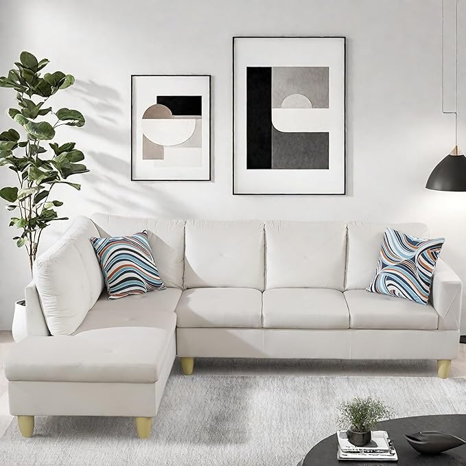 L Shaped Couch Modular Sectional Sofa with Chaise Modern Modular Sofas Furniture Sofa Couches for Living Room/Apartment/Office/Bedroom White