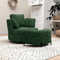 Mlmh &amp Kngwa Oversized Swivel Chair with Ottoman 40.4 inch Round Swivel Accent Chair and A Half Moon Ottoman with 3 Pillows Chenille Cozy Reading Chairs for Bedroom Living Room Green