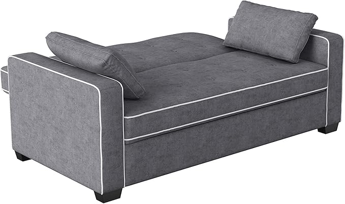 Serta Ainsley 66.5 Convertible Sleeper Loveseat Full Size Dreamcoil Comfort Soft Woven Fabric Charcoal